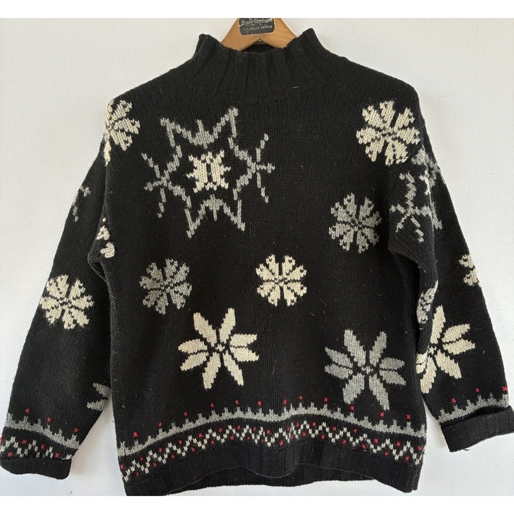 VTG The Limited America Collection Knit By Hand Black Cable Women Medium Holiday